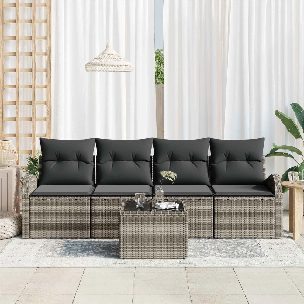 Sodo Sofų Rinkinys 5 pcs 4-Seater Pilka poliratanas