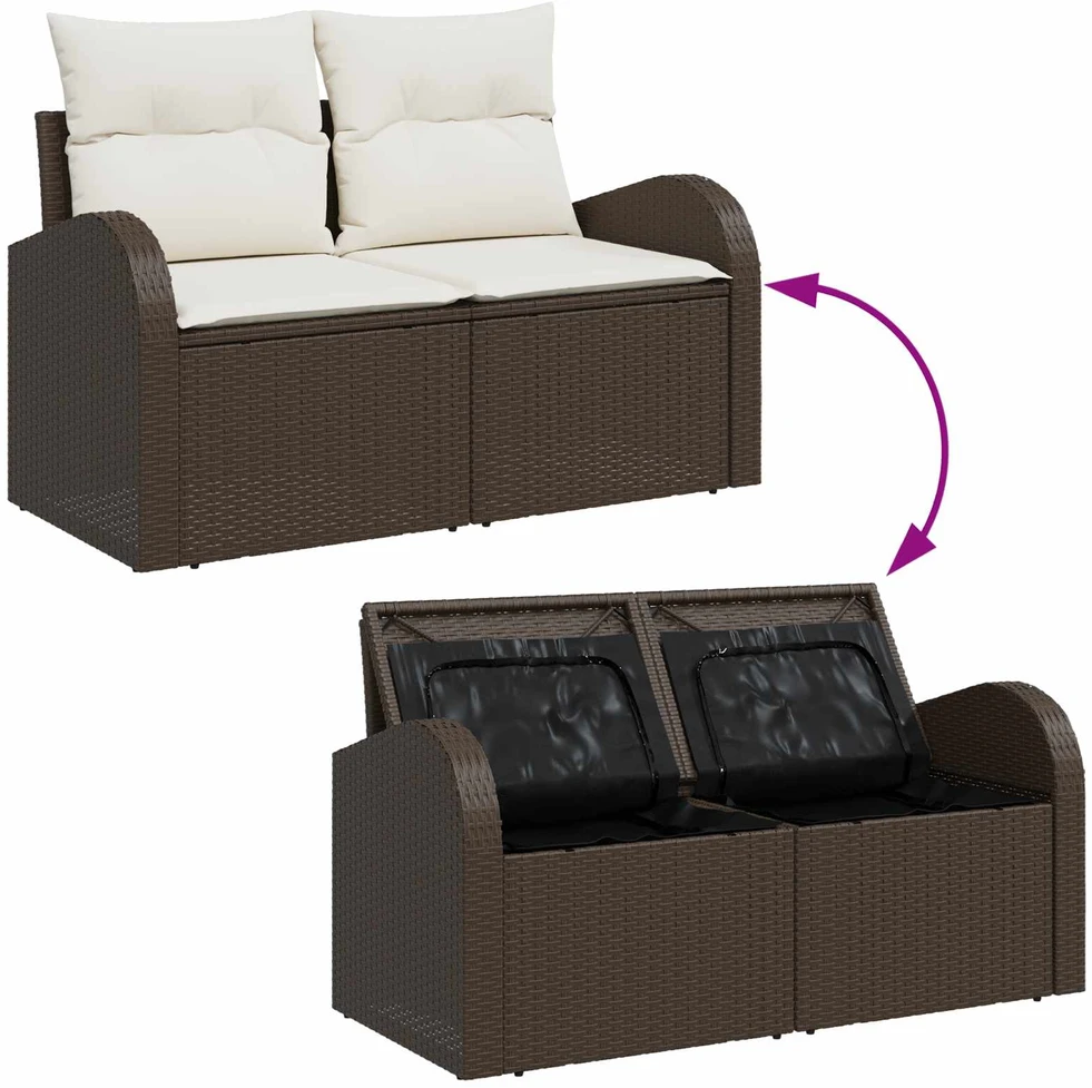 Sodo Sofų Rinkinys 5 pcs 4-Seater Ruda ir kreminė poliratanas