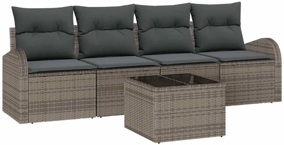 Sodo Sofų Rinkinys 5 pcs 4-Seater Pilka poliratanas