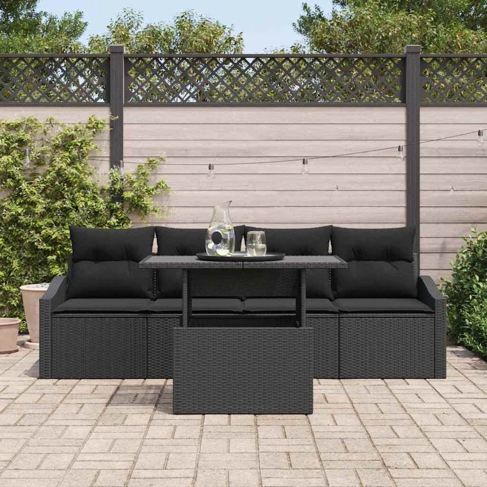 Sodo Sofų Rinkinys 5 vnt. Juoda poliratanas