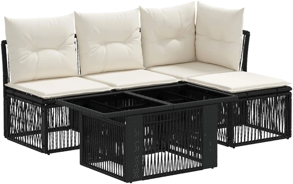 Sodo Sofų Rinkinys 5 vnt. Juoda 100 x 55 x 73 cm poliratanas