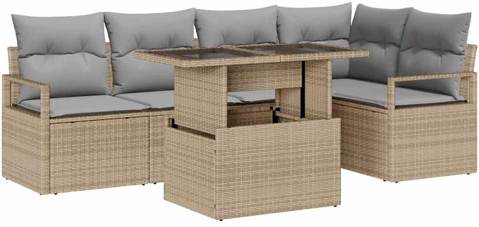 Sodo Sofų Rinkinys 6 vnt. 5-Vietų skaičius