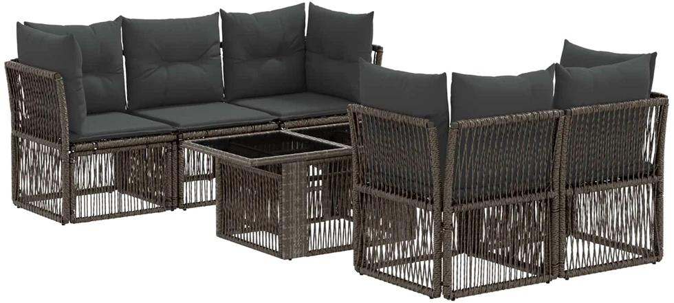 Sodo Sofų Rinkinys 6 vnt. Pilka 100 x 55 x 73 cm poliratanas