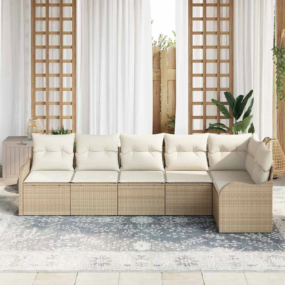 Sodo Sofų Rinkinys 6 vnt. Smėlio poliratanas
