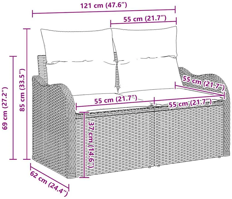 Sodo Sofų Rinkinys 6 vnt. Šviesiai pilka poliratanas
