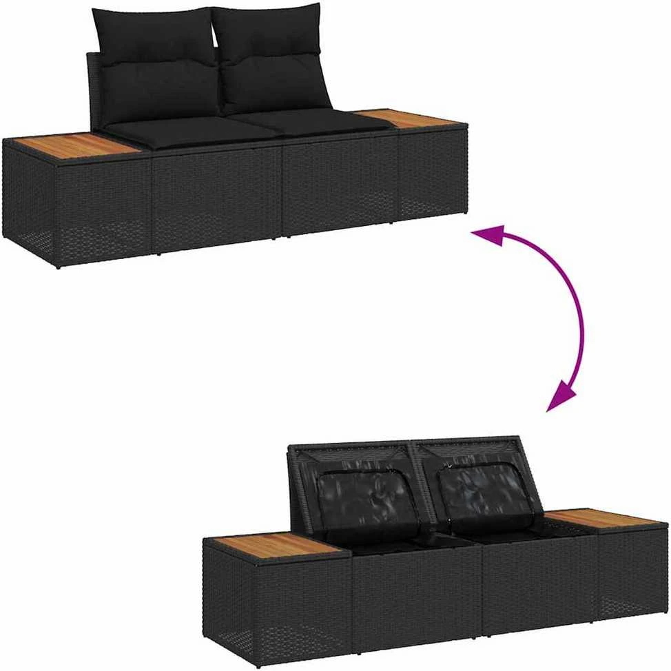 Sodo Sofų Rinkinys 7 vnt. Juoda poliratanas