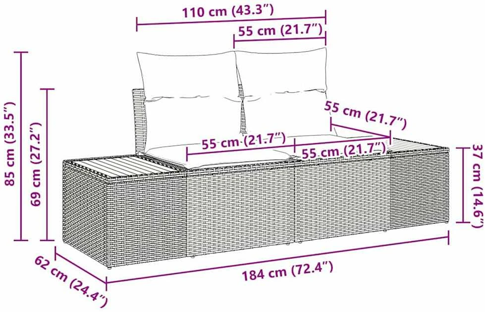 Lauko baldų komplektas Sodo Sofų Rinkinys 7 vnt. Pilka poliratanas