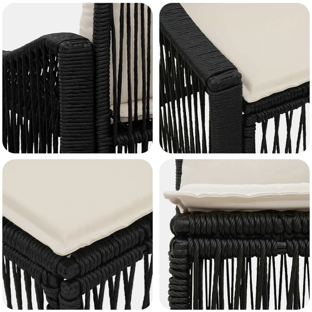 Sodo Sofų Rinkinys 7 vnt. 7-Vietų skaičius Juoda poliratanas