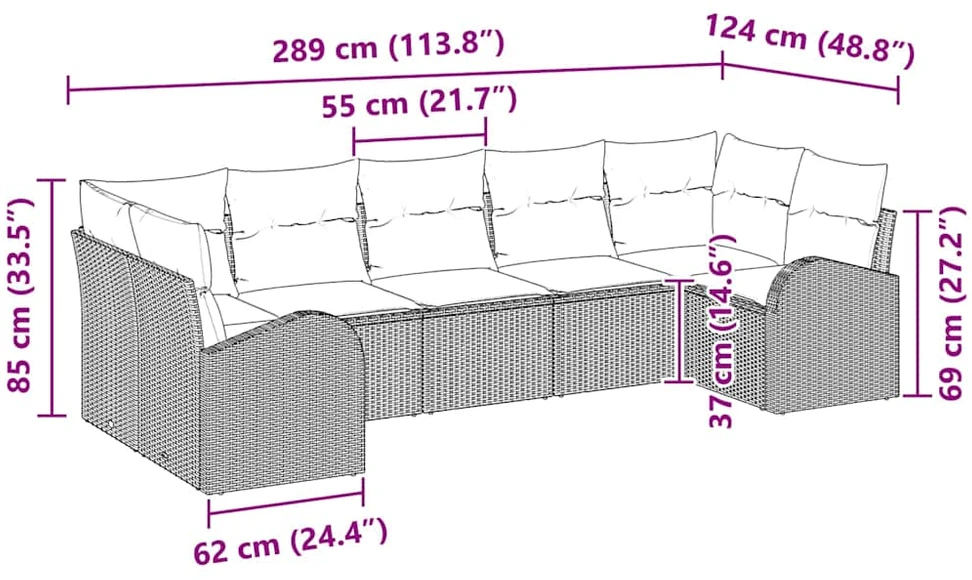 Sodo Sofų Rinkinys 7 vnt. Ruda ir balta poliratanas