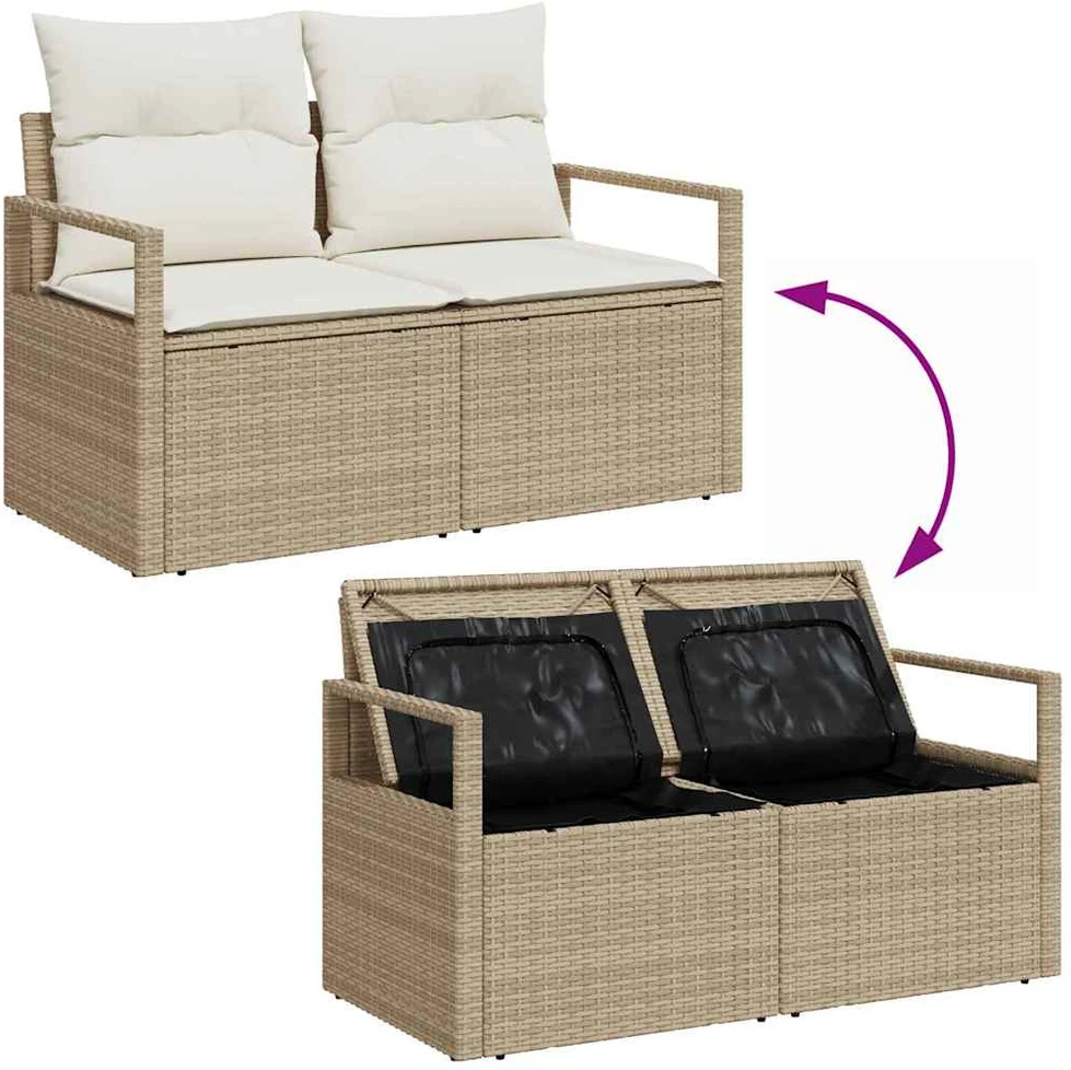 Sodo Sofų Rinkinys 7 vnt. Smėlio Poli ratanas