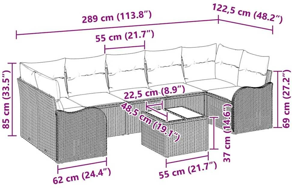 Sofa Sodo Sofų Rinkinys 8 vnt. 7-Vietų skaičius Bežinė ir kreminė