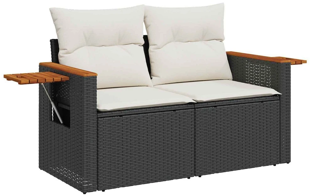 Lauko baldų komplektas Sodo Sofų Rinkinys 8 pcs Juoda poliratanas