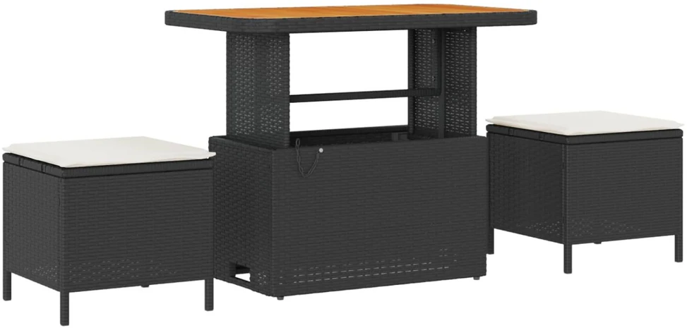 Lauko baldų komplektas Sodo Sofų Rinkinys 8 pcs Juoda poliratanas