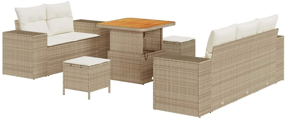 Sodo Sofų Rinkinys 8 pcs Smėlio poliratanas