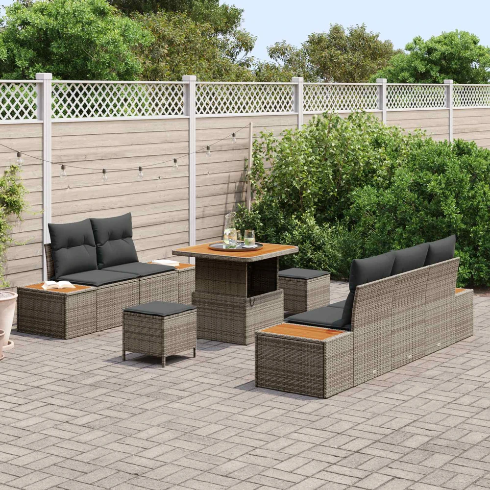 Sodo Sofų Rinkinys 8 pcs 7-Seater Pilka