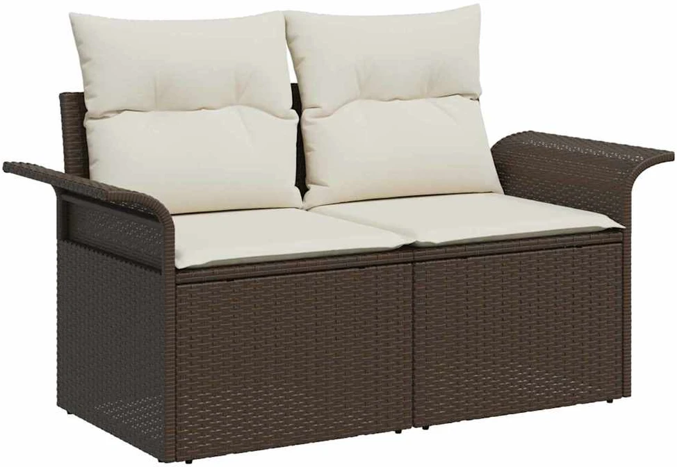 Sodo Sofų Rinkinys 8 vnt. 7-Vietų skaičius Ruda ir grietinėlė