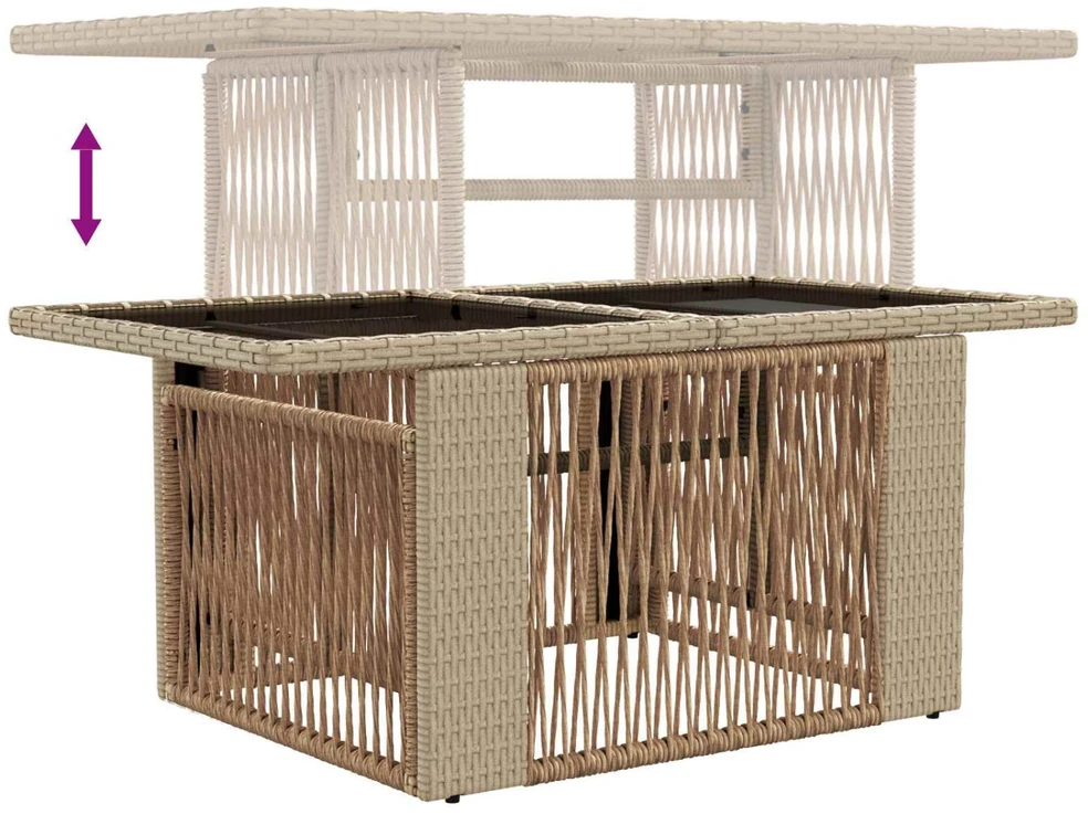 Lauko baldų komplektas Sodo Sofų Rinkinys 8 vnt. Bežė ir kreminė balta poliratanas