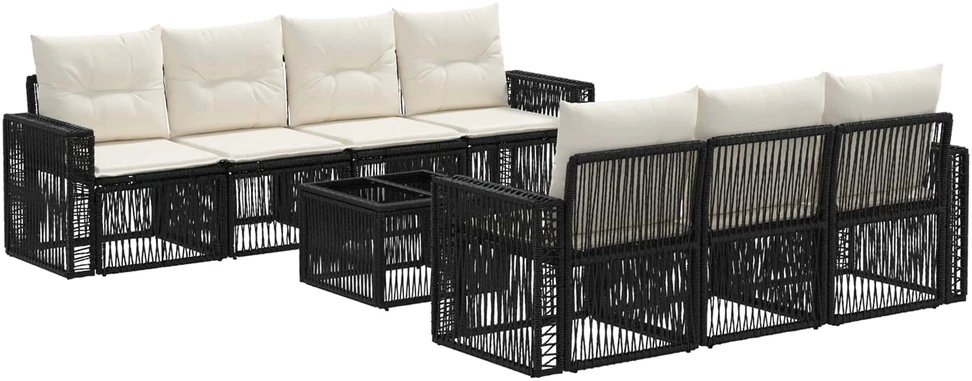 Sodo Sofų Rinkinys 8 vnt. Juoda 55 x 55 x 37 cm poliratanas