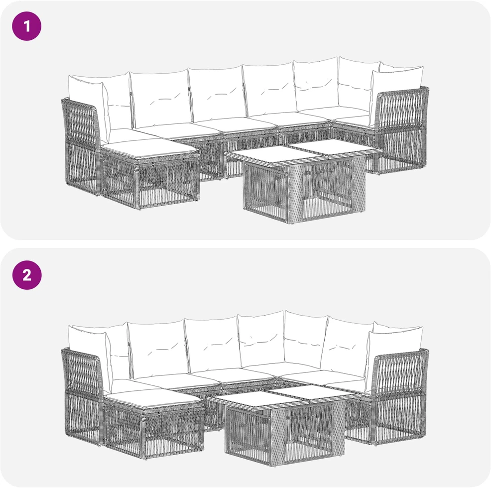 Sodo Sofų Rinkinys 8 vnt. Juoda poliratanas