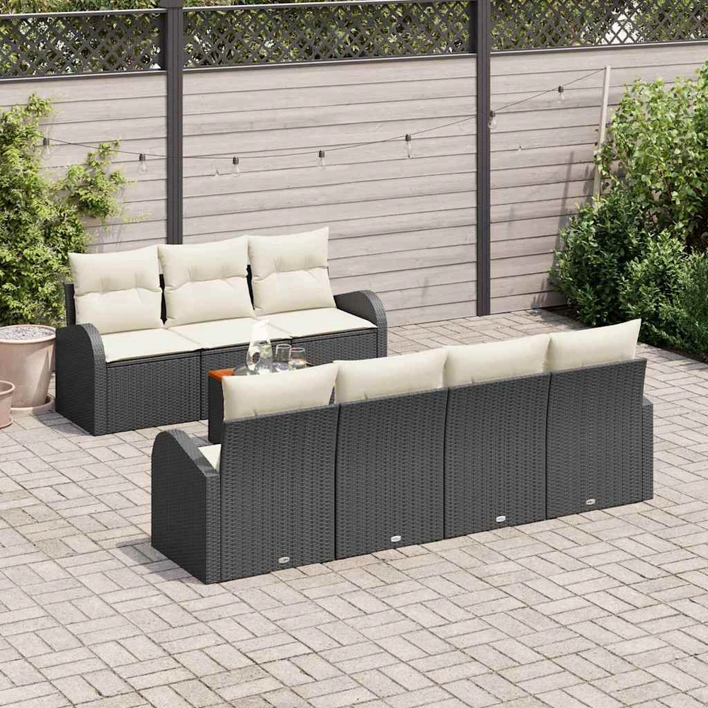 Sodo Sofų Rinkinys 8 vnt. Juoda poliratanas