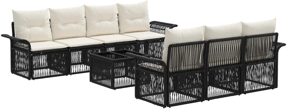 Sodo Sofų Rinkinys 8 vnt. Juoda 55 x 55 x 37 cm poliratanas