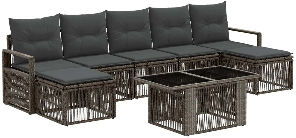 Sodo Sofų Rinkinys 8 vnt. Pilka ir tamsiai pilka poliratanas