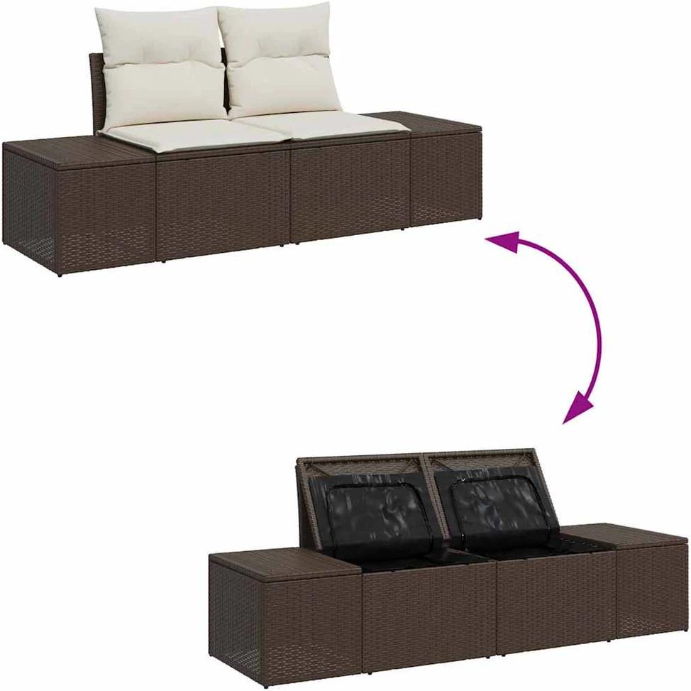 Sodo Sofų Rinkinys 8 vnt. Ruda ir grietinėlė poliratanas