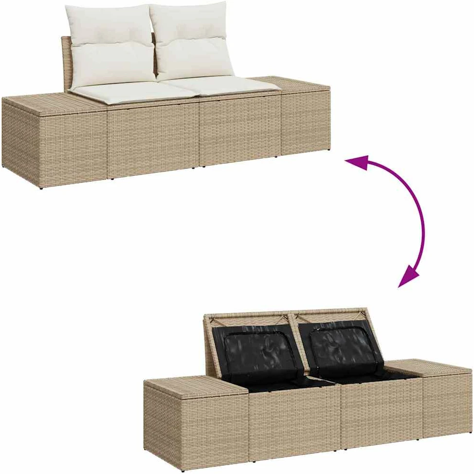 Sodo Sofų Rinkinys 8 vnt. Smėlio Poli ratanas