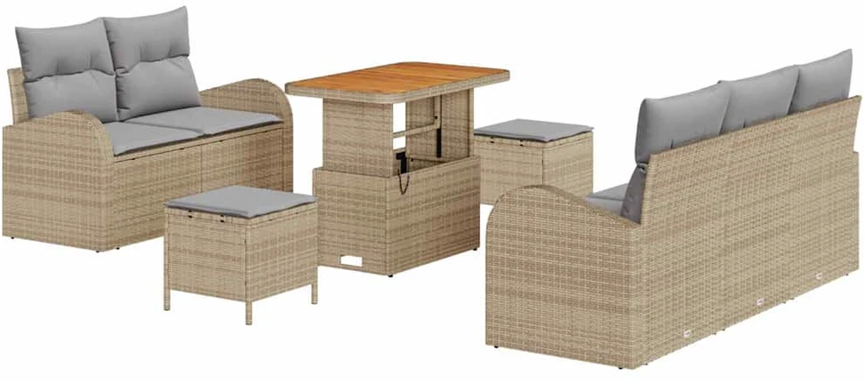 Sodo Sofų Rinkinys 8 vnt. Smėlio poliratanas