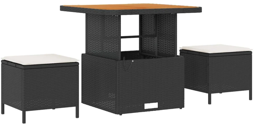 Lauko baldų komplektas Sodo Sofų Rinkinys 9 pcs Juoda poliratanas