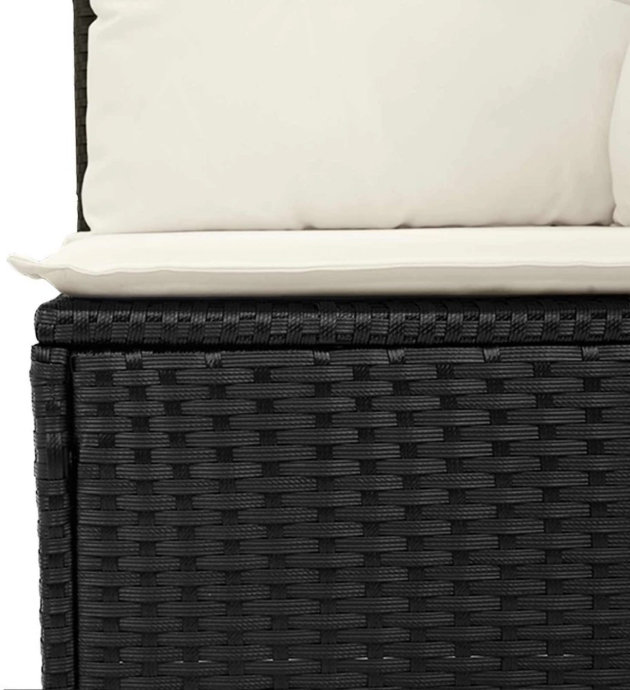 Lauko baldų komplektas Sodo Sofų Rinkinys 9 pcs Juoda poliratanas