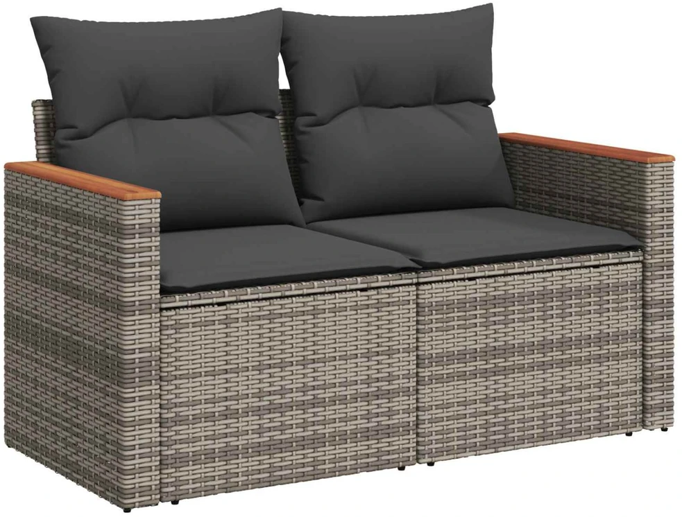 Lauko baldų komplektas Sodo Sofų Rinkinys 9 pcs Pilka poliratanas