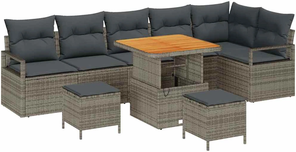 Sodo Sofų Rinkinys 9 vnt. 8-Vietų skaičius Pilka