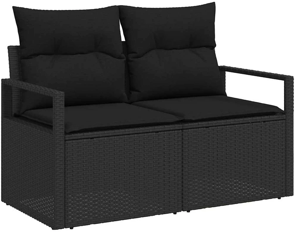 Sodo Sofų Rinkinys 9 vnt. 8-Vietų skaičius Juoda