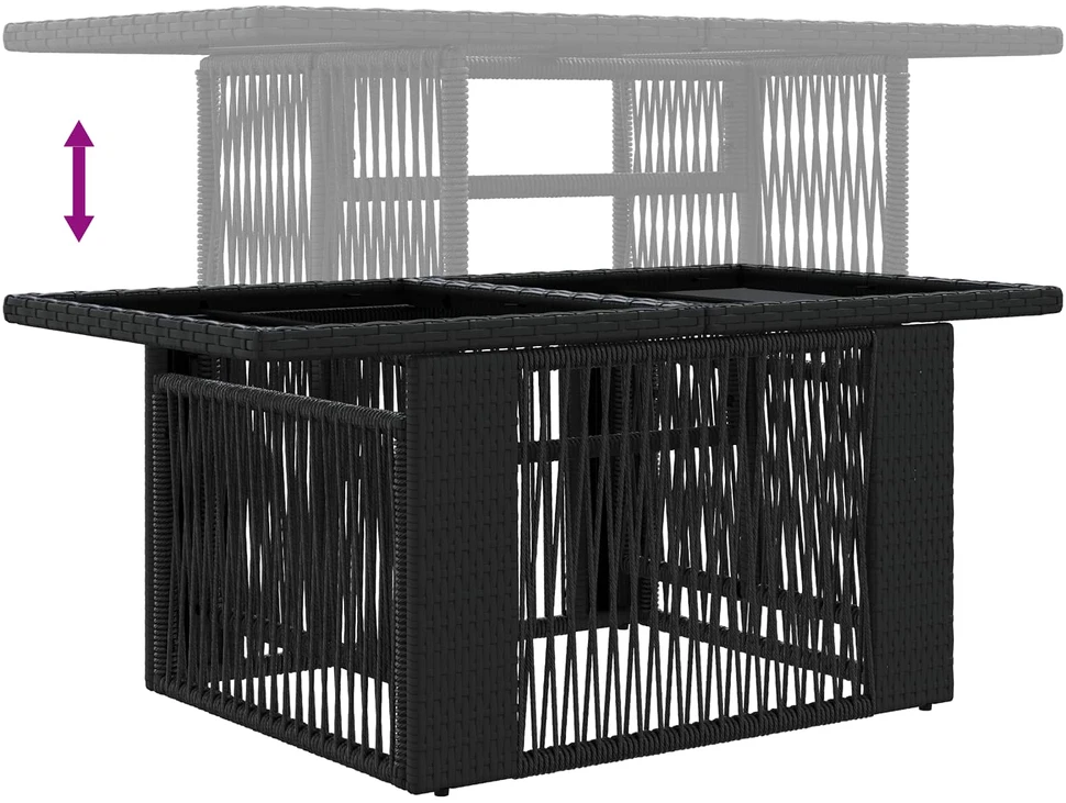 Sodo Sofų Rinkinys 9 vnt. Juoda poliratanas