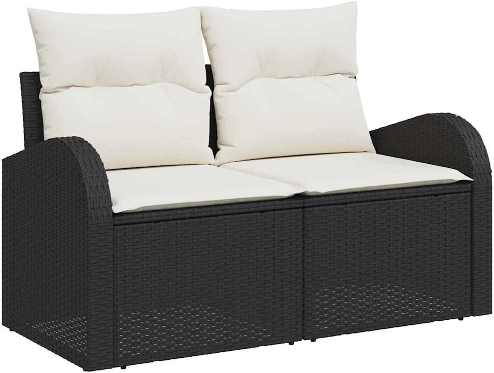 Sodo Sofų Rinkinys 9 vnt. Juoda [Sintetinė]: Poli ratanas