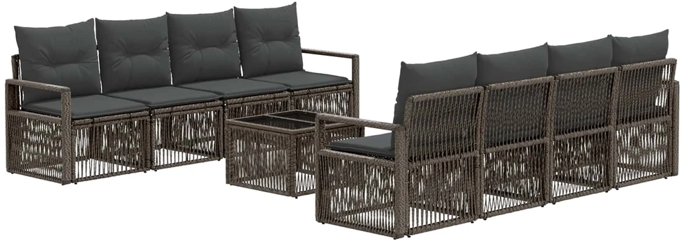 Sodo Sofų Rinkinys 9 vnt. Pilka 55 x 55 x 37 cm poliratanas