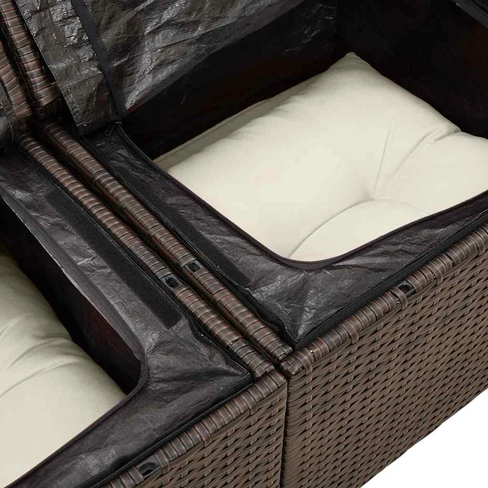 Sodo Sofų Rinkinys 9 vnt. Ruda Poli ratanas