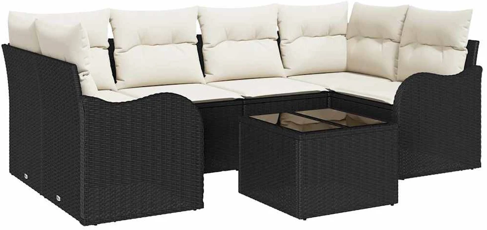 Sodo Sofų Rinkinys Juoda 55 x 55 x 37 cm poliratanas