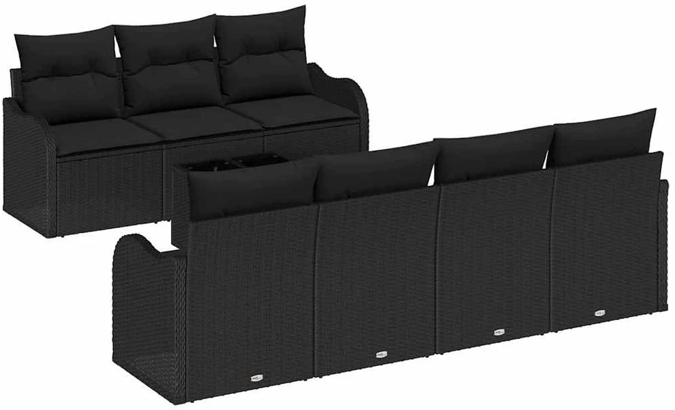 Sodo Sofų Rinkinys Juoda 55 x 55 x 37 cm poliratanas