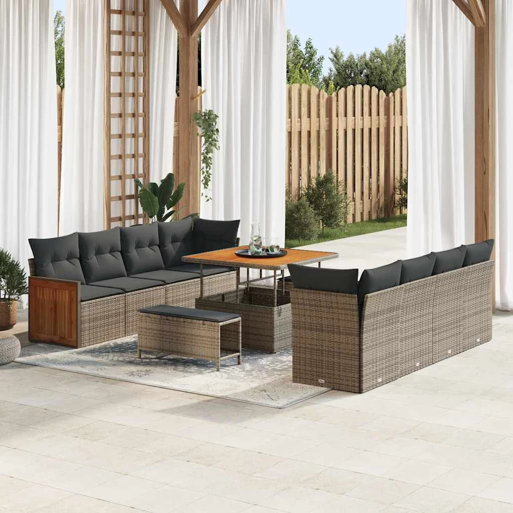 Sodo Sofų Rinkinys Pilka 231 x 224 x 85 cm poliratanas