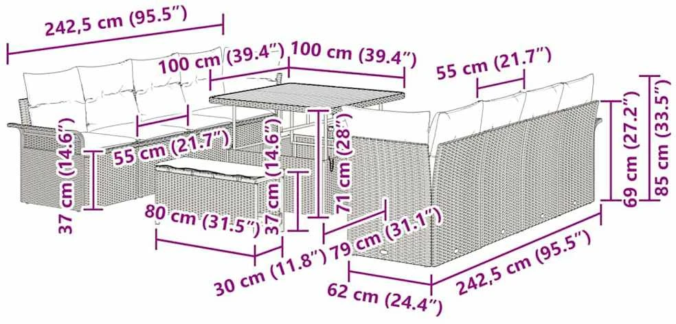 Sodo Sofų Rinkinys Bežinė ir šviesiai pilka