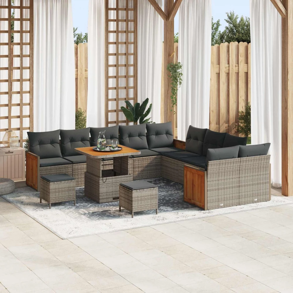 Sodo Sofų Rinkinys 13 vnt. 13-Vietų skaičius Pilka