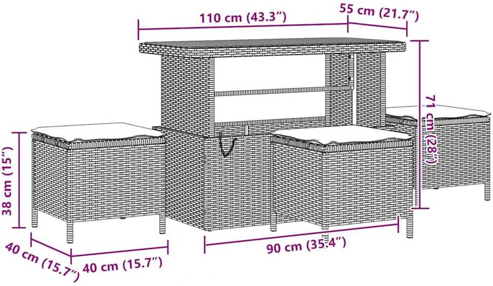 Sodo Sofų Rinkinys 14 vnt. 13-Vietų skaičius Pilka