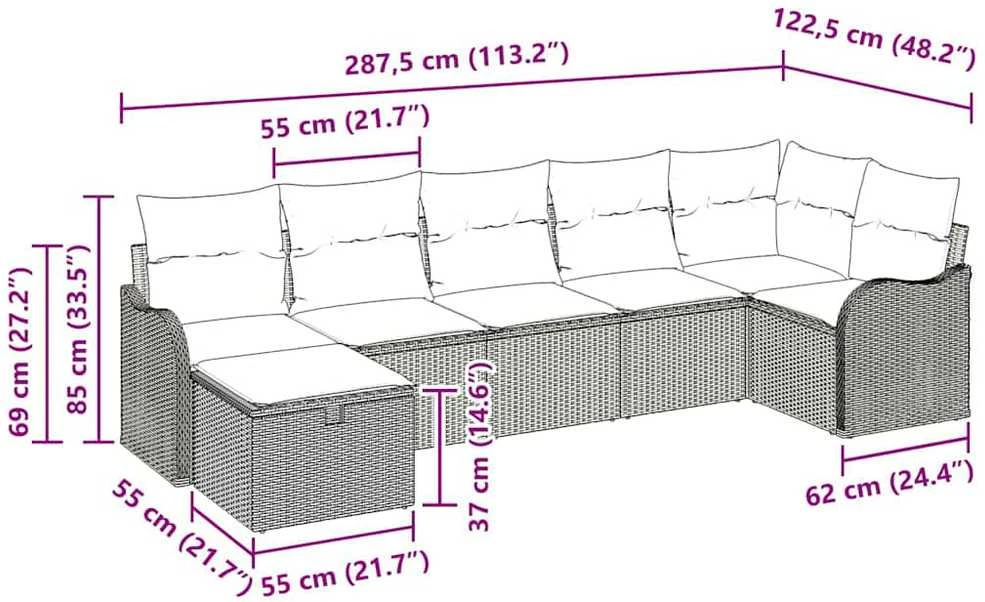 Sodo Sofų Rinkinys 7 vnt. Poli ratanas