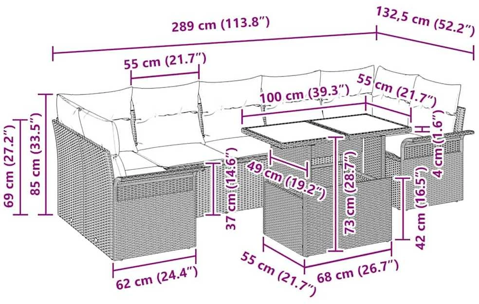 Sodo Sofų Rinkinys 8 vnt. Juoda [Sintetinė]: Poli ratanas