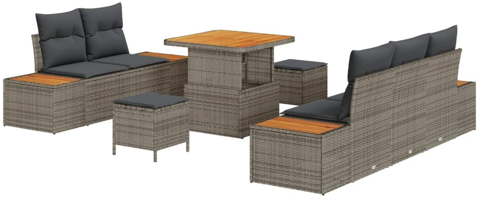 Sodo Sofų Rinkinys 8 pcs 7-Seater Pilka