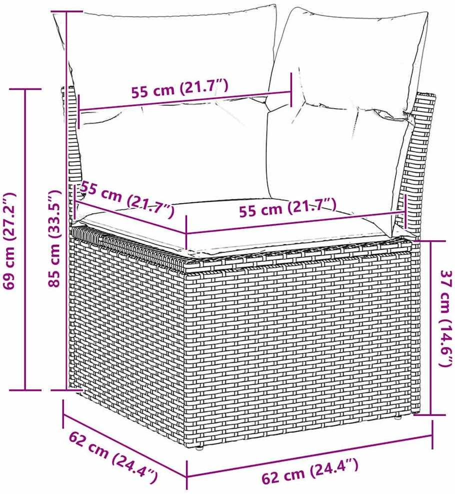 Lauko baldų komplektas Sodo Sofų Rinkinys 8 vnt. Pilka poliratanas