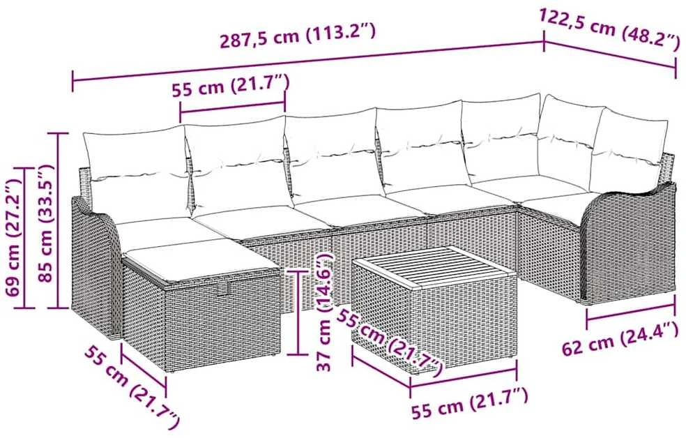 Sodo Sofų Rinkinys 8 vnt. Smėlio Poli ratanas