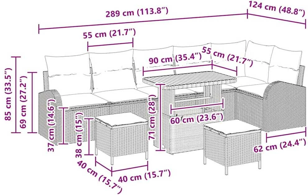 Sodo Sofų Rinkinys 9 vnt. 8-Vietų skaičius